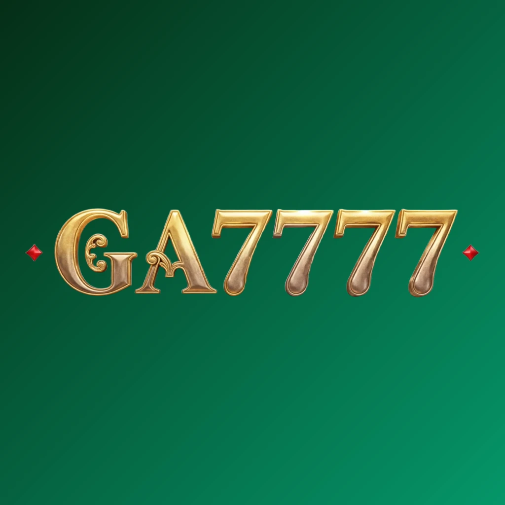 Luxury casino logo for GA7777 featuring rich gold gradient text with red and black accents, elegant lighting effects, designed in a wide horizontal rectangular wordmark style on a transparent background, perfect for high-end entertainment website headers